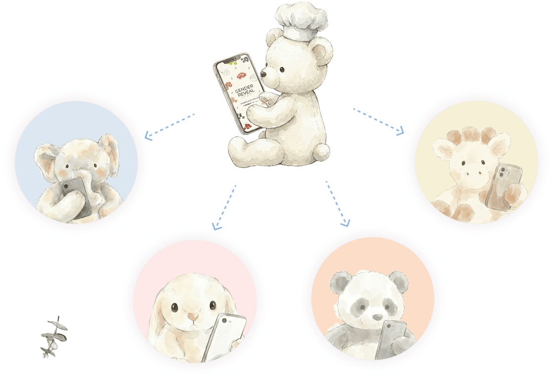 スマホで楽しめるジェンダーリビールケーキのイメージ