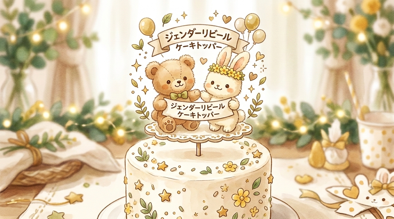 ジェンダーリビールに使えるケーキトッパー6種｜デザインDL