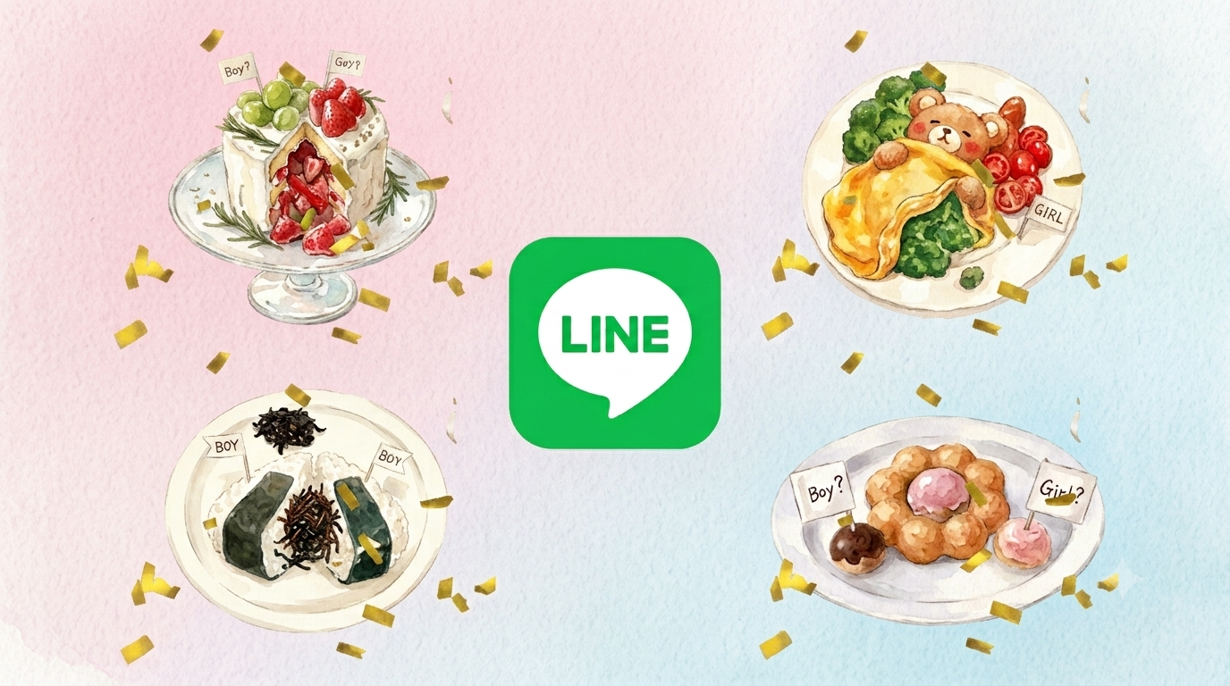 ジェンダーリビールLINEスタンプを作りました｜ケーキ・オムライス・おにぎり・ドーナッツのBoy&Girl 8枚セット